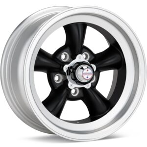 American Racing Authentic Hot Rod VN105 Torq-Thrust D Black w/Satin Machined Lip Wheels 14 In 14x6 -2 VN1054661B