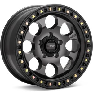 KMC KM550 Riot SBL Anthracite w/Black Lip Wheels 17 In 17x9 -12 KM550AB17905012N