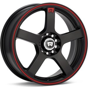 MOTEGI RACING MR116 Black w/Red Stripe Wheels 15 In 15x6.5 40 MR11656503740X
