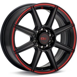 MOTEGI RACING MR142 CS8 Black w/Red Stripe Wheels 15 In 15x6.5 +40 MR14256531940