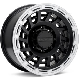 Raceline Halo 8-Lug Satin Black w/Silver Ring Wheels 18 In 18x9 +18 957BS-89080+18